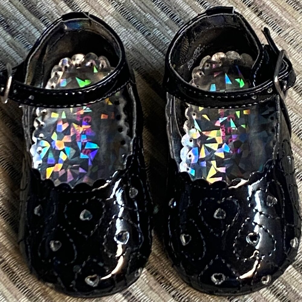 baby girl leather black shoes size 2
